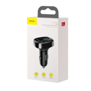 Baseus Încărcător Auto Transmițător FM Bluetooth S-09A, BT. 4.2, Rază 10m, 2x USB-A 3.4A, Cititor Card Micro SD, Negru