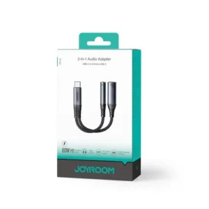 Joyroom Adaptor DAC 2-în-1 Type-C la 3.5mm Mini Jack/ Type-C, 60W, 0.14m (SY-C02), Negru