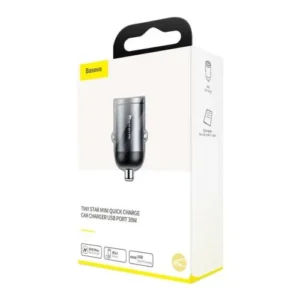 Baseus Încărcător Auto Tiny Star Mini Quick Charge, U+Um 12/24V, 30W, Gri
