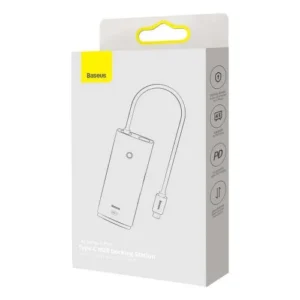 Baseus HUB Lite Series 5-în-1 Multifuncțional (Type-C la 2x USB 3.0 / Type-C / HDMI 1.4 / SD/TF), Alb (WKQX050102)