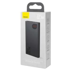 Baseus Power Bank Adaman cu Afișaj Digital (2021), C+U+U, PD 3.0, QC 3.0, 22.5W, 10000 mAh, Negru