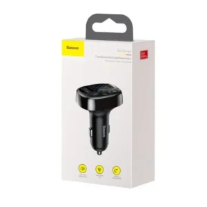 Baseus S-09A transmițător FM cu încărcător auto, 2x USB 3.4A, Negru (CCMT000001)